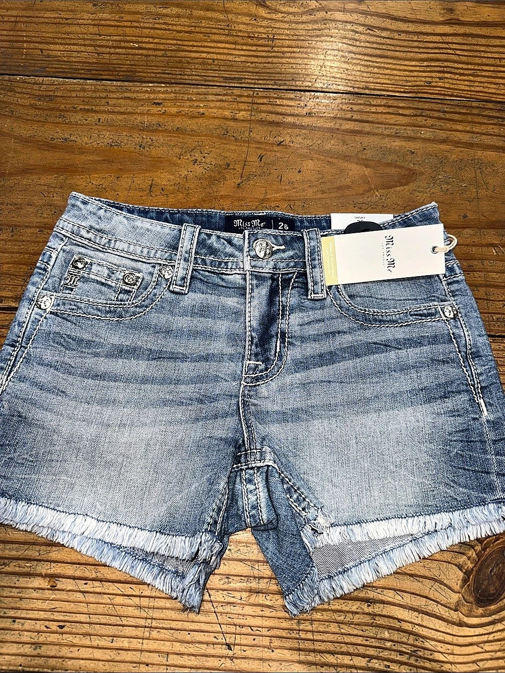 Miss Me Aleah Floral Wing Denim Shorts Blue Size 2 NWT